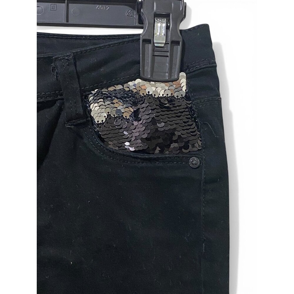 Member's Mark Girls Black Skinny Jeans With Sequined Front Pockets, Size: 10/12 - Picture 3 of 8